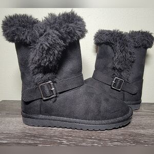 Girls Braided Faux Fur Boots